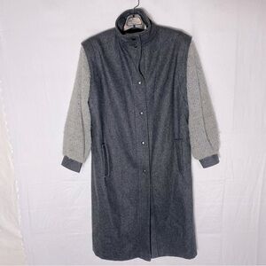 Vintage Sears Grey Wool Blend Coat With Knit Sleeves L
